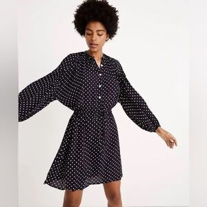 Christy dawn x madewell navy polka dot Bonnie mini dress small